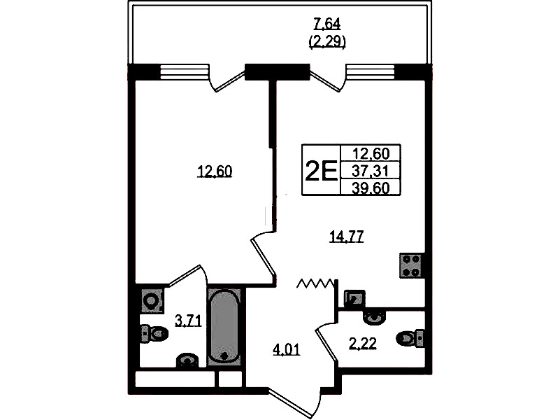 1-комнатная квартира 39.6 м², 11/12 эт., ЖК «UP! Квартал Воронцовский»